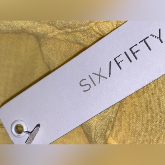 Six Fifty Women Cropped Shirt Gauzy Peasant L Tie Front Button Up NEW Tie Hem - Picture 3 of 7